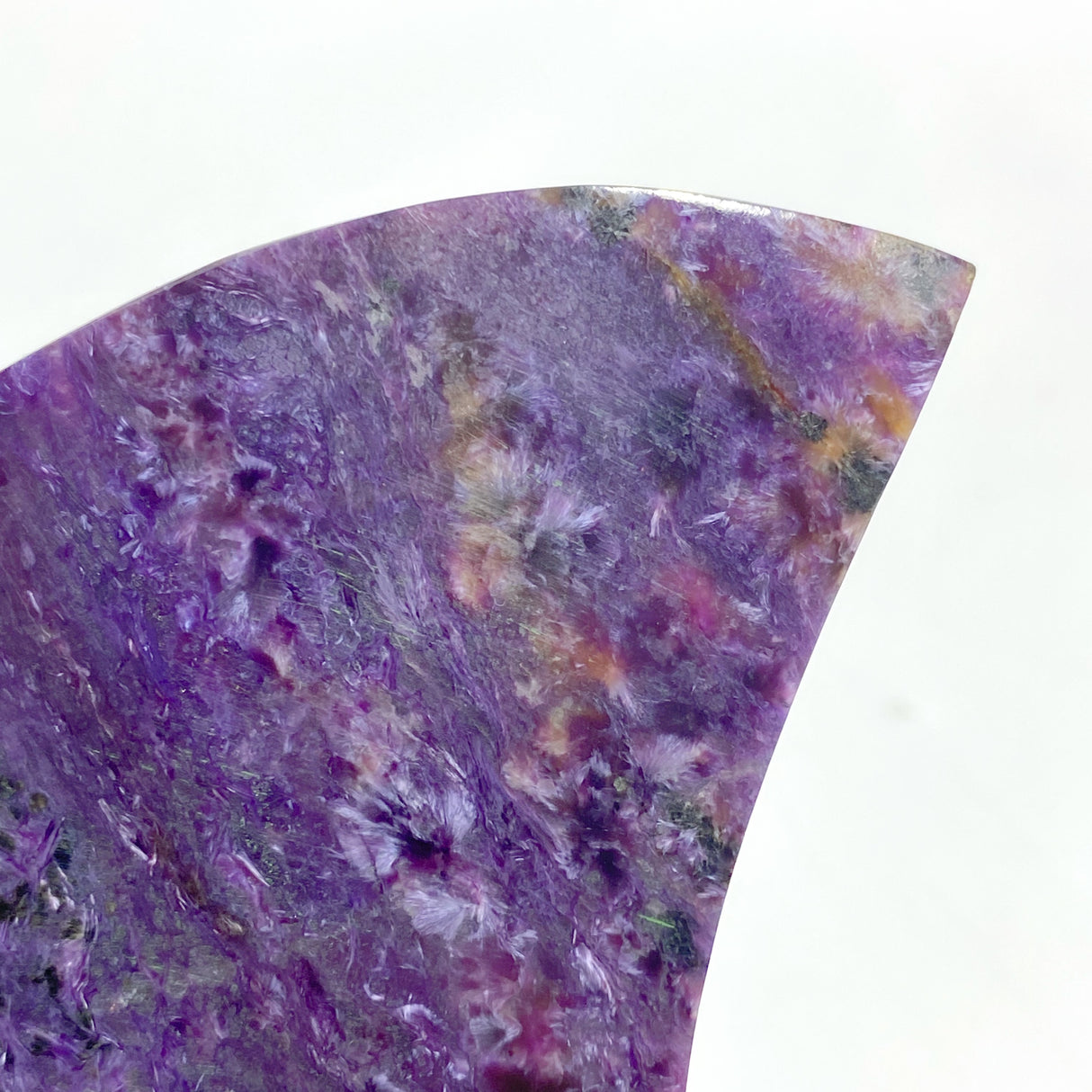 Large Charoite Moon Carving With Stand #16