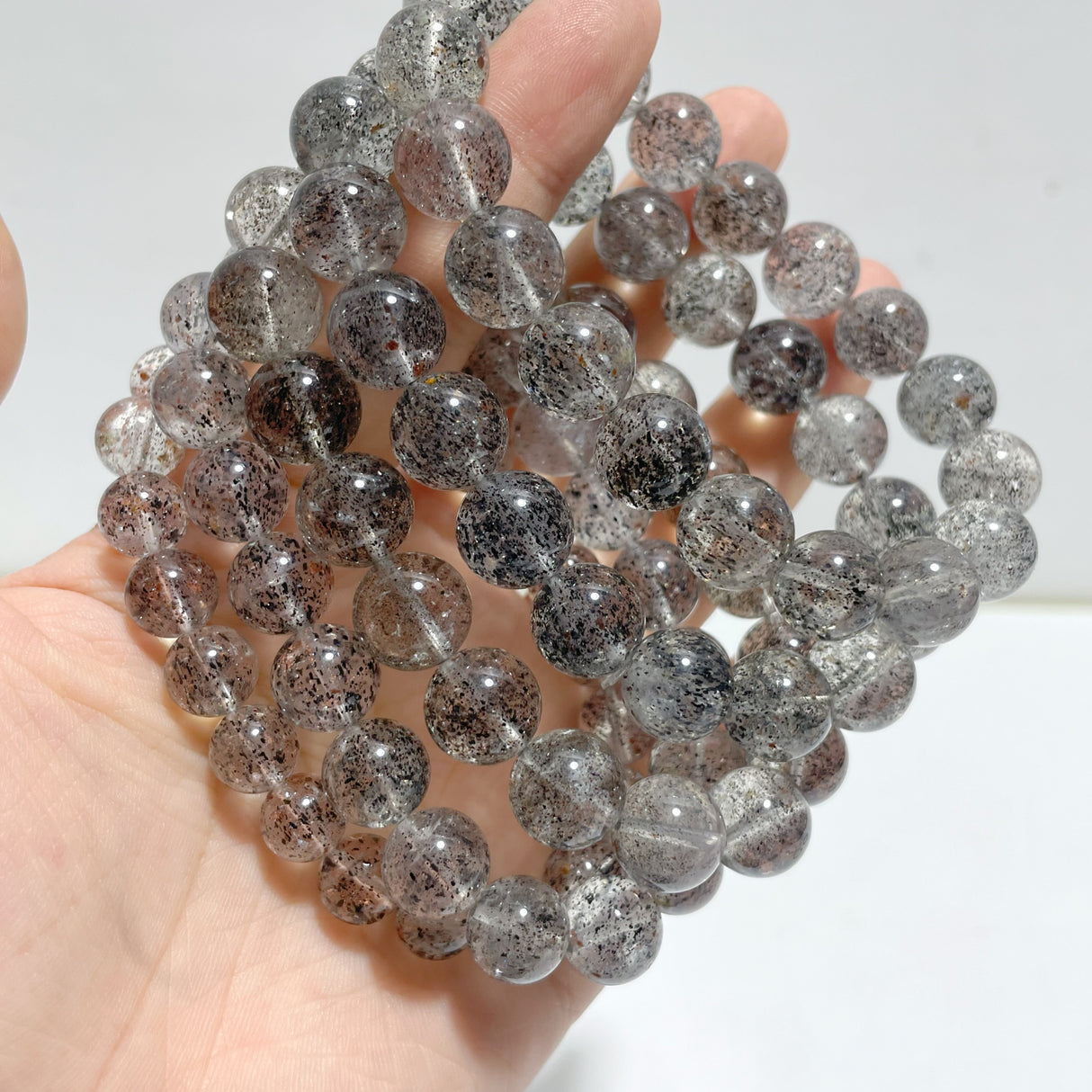 10 Pieces Black Mica Mixed Garden Quartz Bracelets