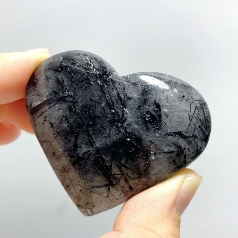 97 Pieces Black Tourmaline Heart - Wholesale Crystals