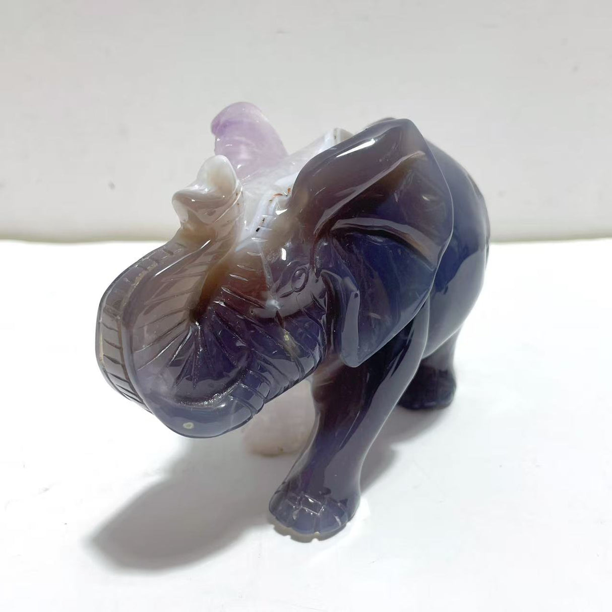 Beautiful Amethyst Mixed Geode Agate Druzy Elephant Animal Carving #A04