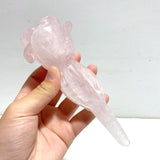5 Pieces Rose Quartz Flower Carving With Stand