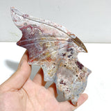 Morocco Agate Demon And Angel Wing Carving With Stand