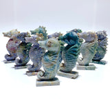 10 Pieces Moss Agate Seahorse Carving