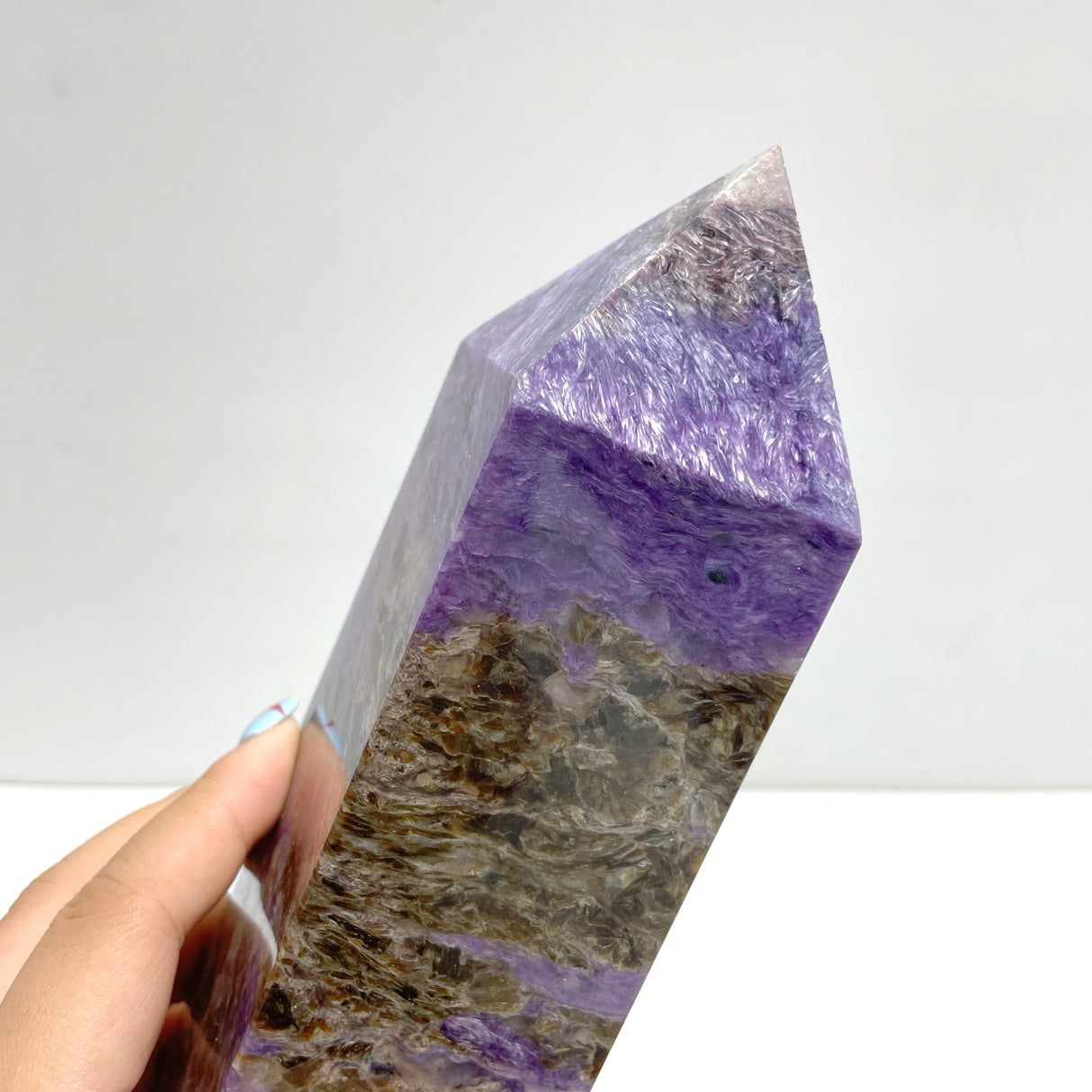 Unique Large Charoite Four-sided Tower For Collection #A03