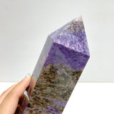Unique Large Charoite Four-sided Tower For Collection #A03