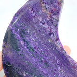 Large Charoite Moon Carving With Stand #16