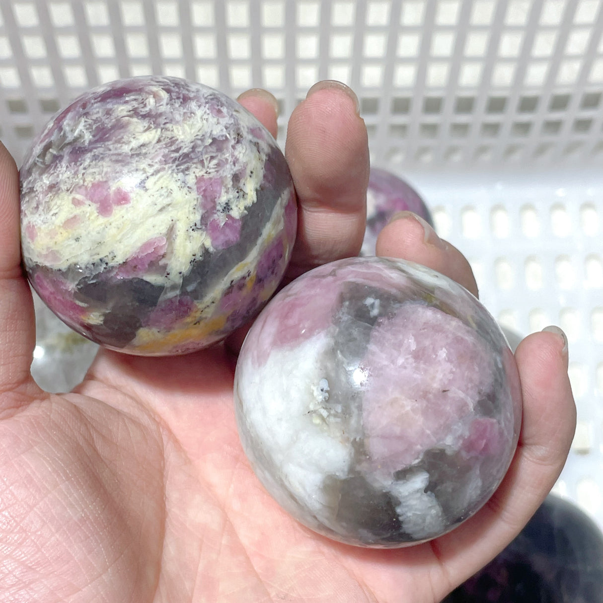 16 Pieces Pink Tourmaline Spheres Balls