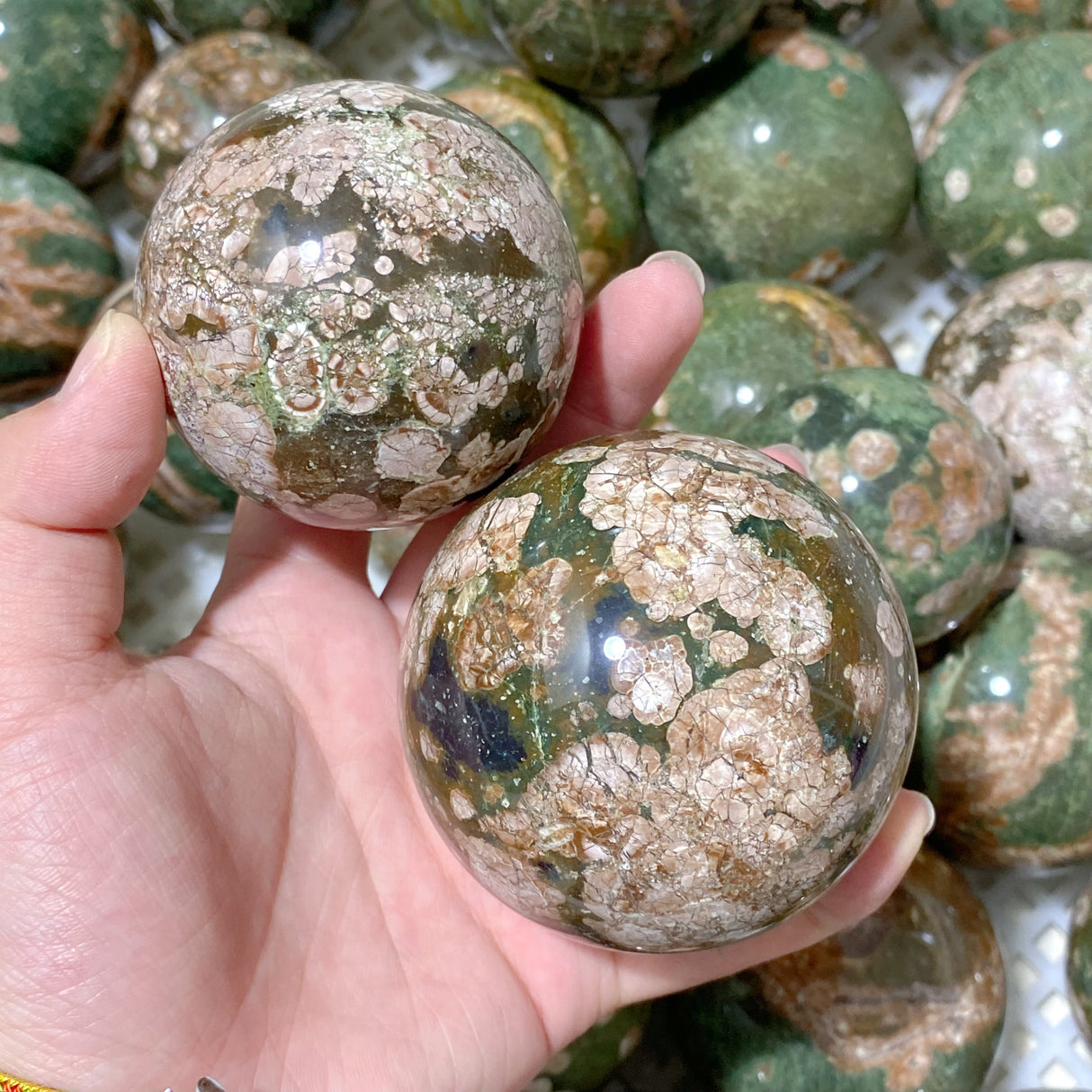 61 Pieces Rainforest Jasper Spheres (Sea Freight Only)