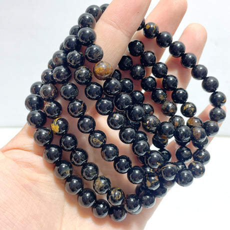 8mm Black Tourmaline Mixed Yellow Impurity Bracelets Wholesale