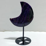 Large Charoite Moon Carving With Stand #16