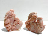 2 Pieces Cute Pink Opal Bird Carving
