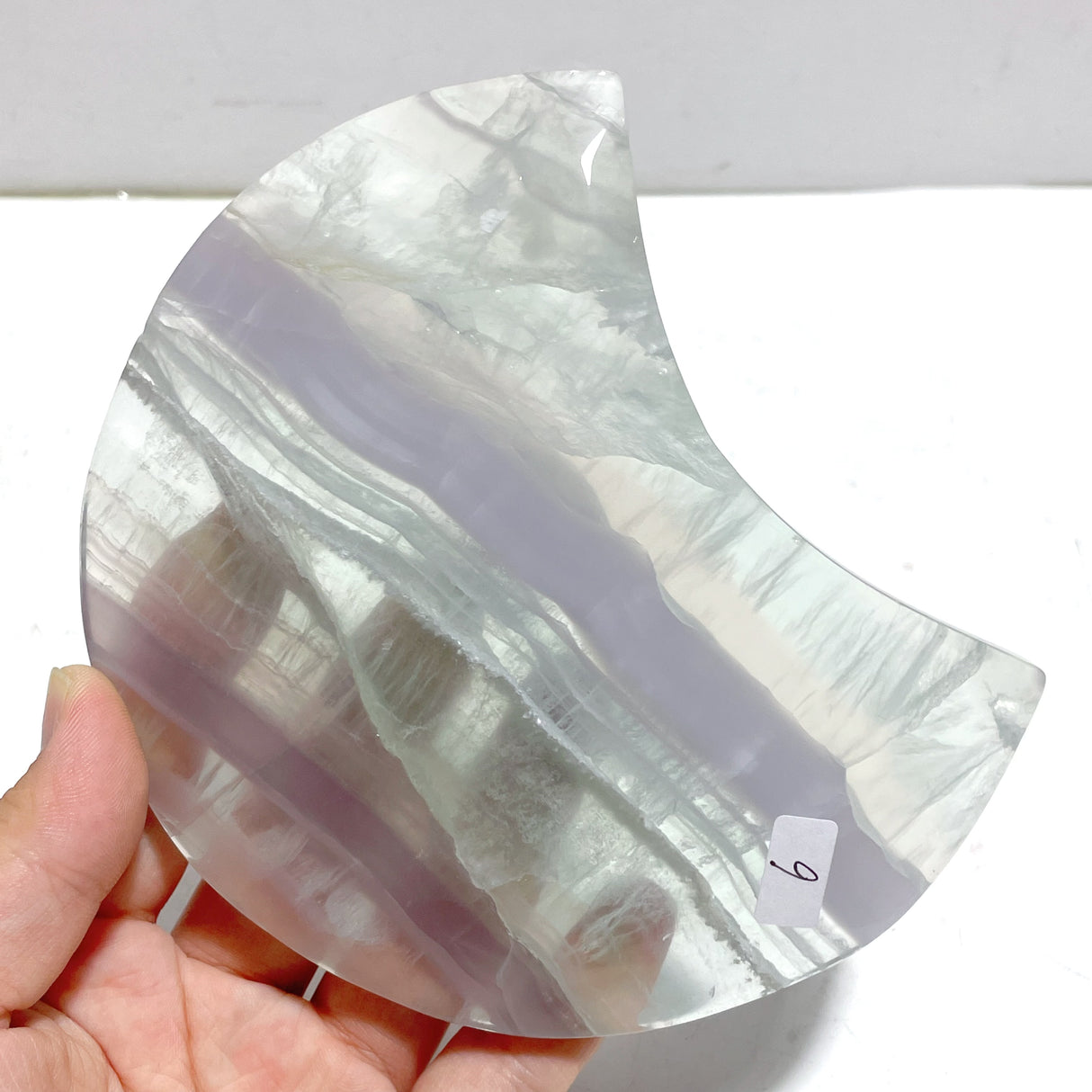 5 Pieces Large Fluorite Moon Carving With Stand