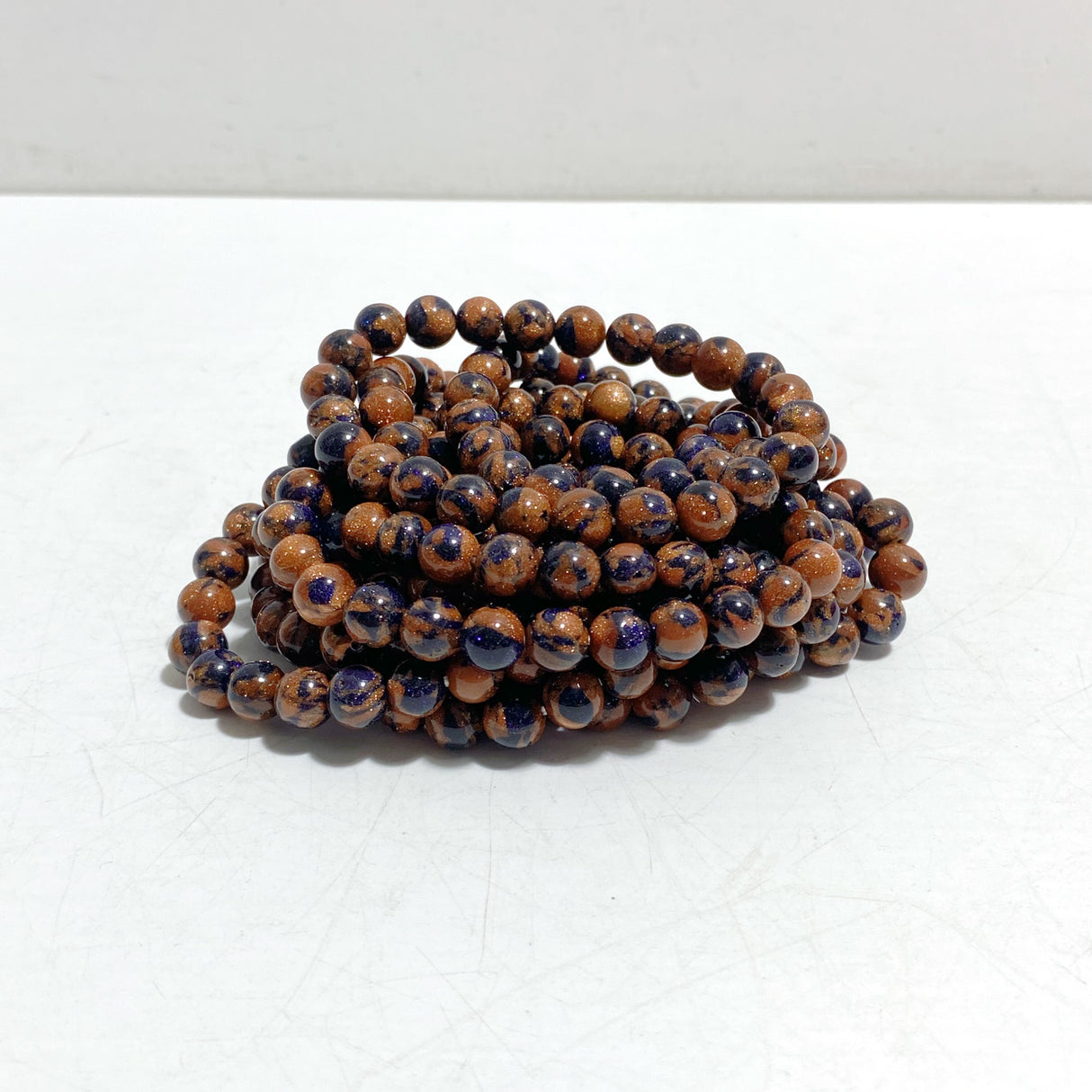 8MM Blue Mixed Gold Sandstone Bracelets Wholesale