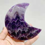 6 Pieces Chevron Amethyst Moon With Stand