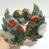 Africa Blood Stone Heart Wing Carving With Stand -Wholesale Crystals