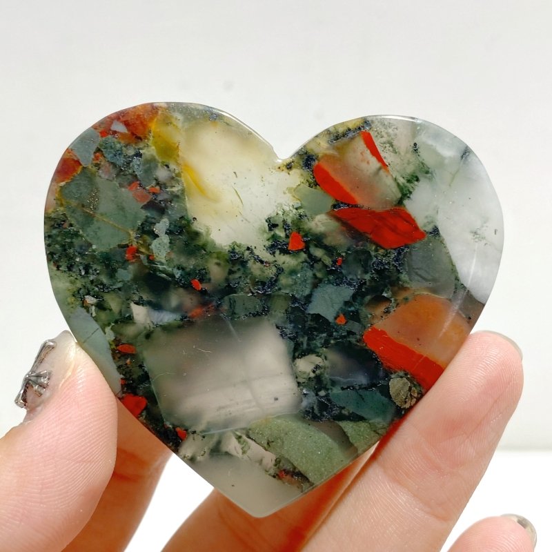 Africa Blood Stone Heart Wing Carving With Stand -Wholesale Crystals