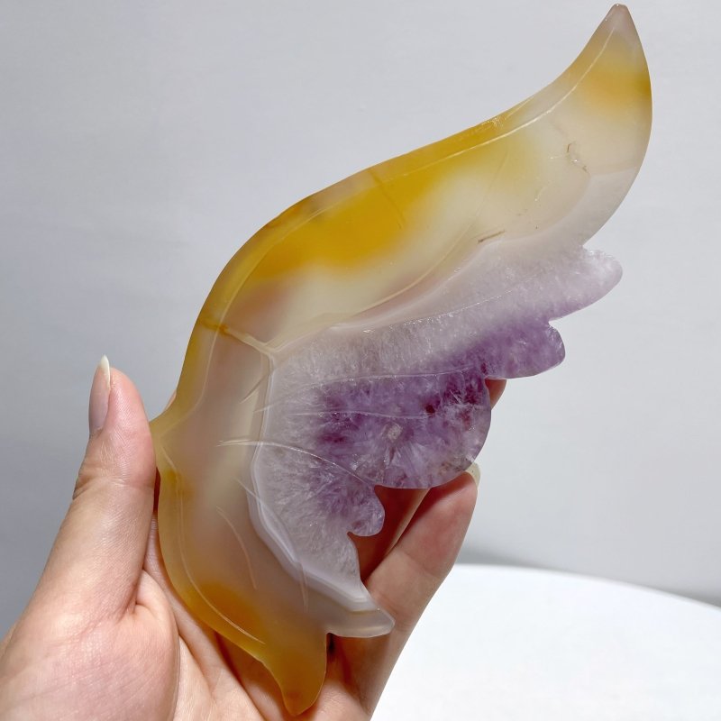 Agate Mixed Amethyst Butterfly Wing Carving With Stand - Wholesale Crystals