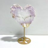 Amethyst Mixed Sakura Agate Heart Carving With Stand - Wholesale Crystals