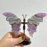 Amethyst Mixed Stripe Agate Butterfly Wing Carving With Stand Wholesale -Wholesale Crystals