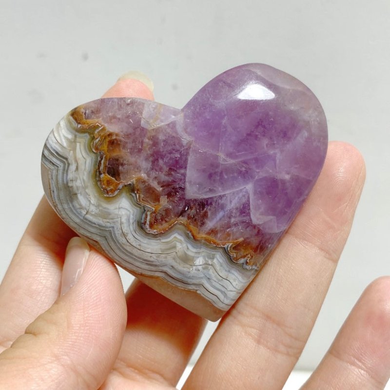 Amethyst Mixed Stripe Agate Heart Wholesale -Wholesale Crystals