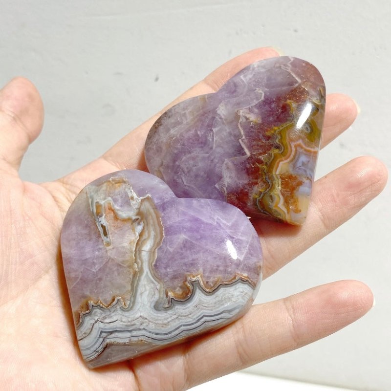 Amethyst Mixed Stripe Agate Heart Wholesale -Wholesale Crystals