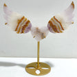 Amethyst Mixed Stripe Agate Heart Wing Carving With Stand -Wholesale Crystals