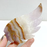 Amethyst Mixed Stripe Agate Heart Wing Carving With Stand -Wholesale Crystals
