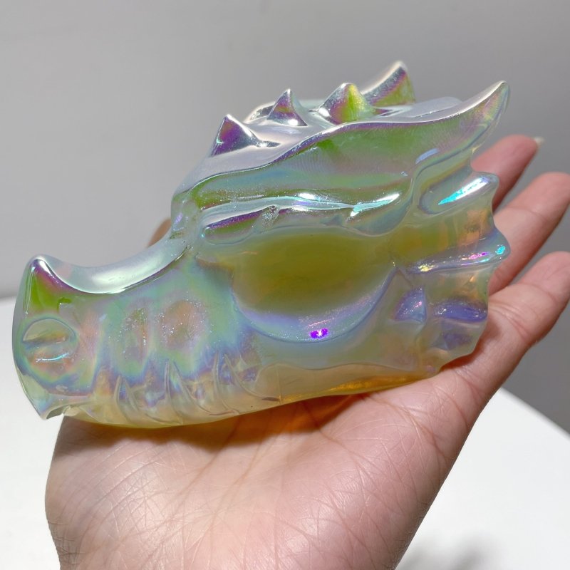 Aura 4in White Opalite Dragon Head Carving Wholesale - Wholesale Crystals