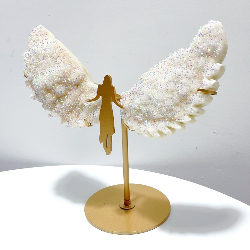 Aura Quartz Cluster Angel Wing Carving With Stand - Wholesale Crystals