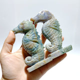 10 Pieces Moss Agate Seahorse Carving