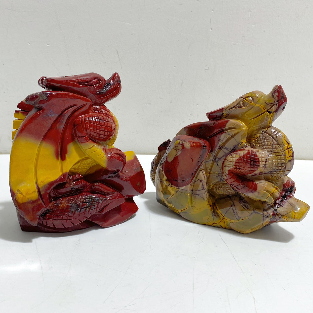 2 Pieces Mookaite Flying Dragon Castle Carving #1
