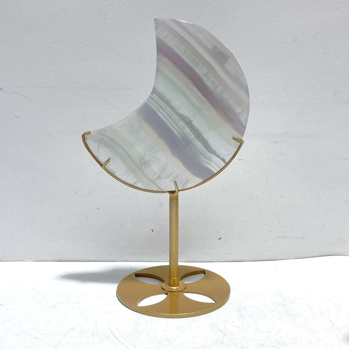 5 Pieces Large Fluorite Moon Carving With Stand