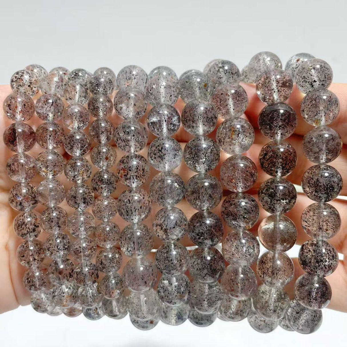 10 Pieces Black Mica Mixed Garden Quartz Bracelets