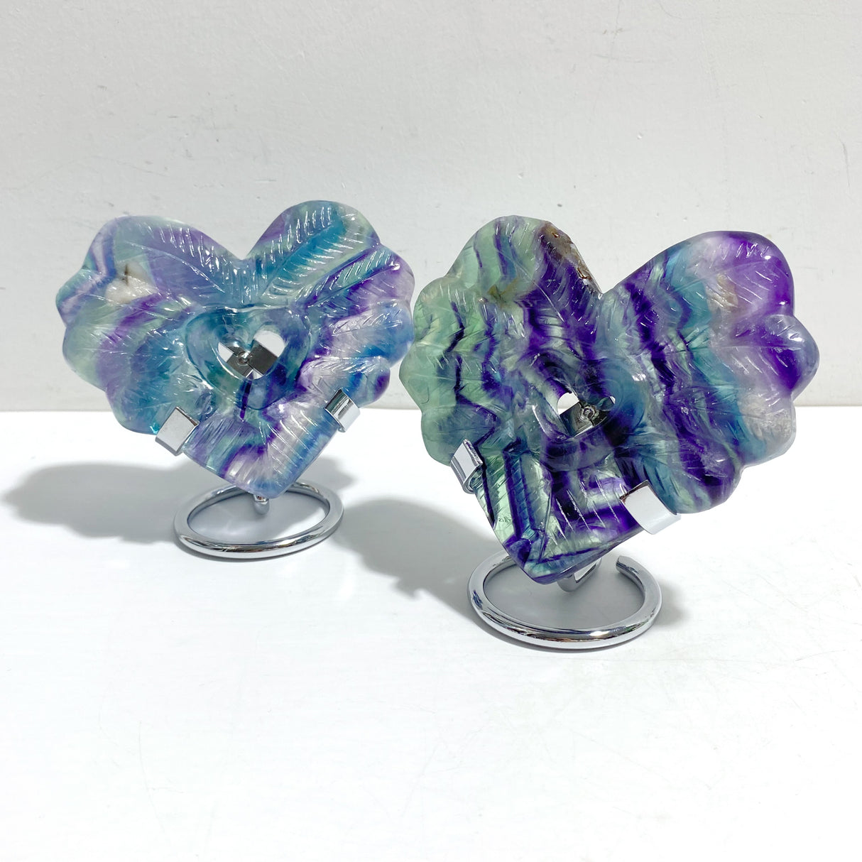 9 Pieces Rainbow Fluorite Heart With Stand
