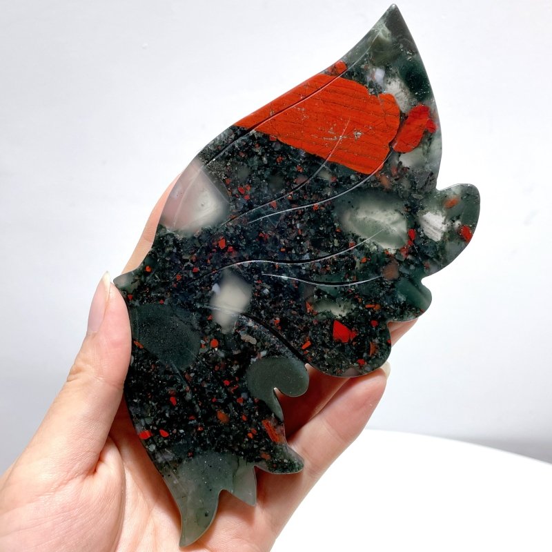 Beautiful Africa Blood Stone Butterfly Wing Carving With Stand - Wholesale Crystals