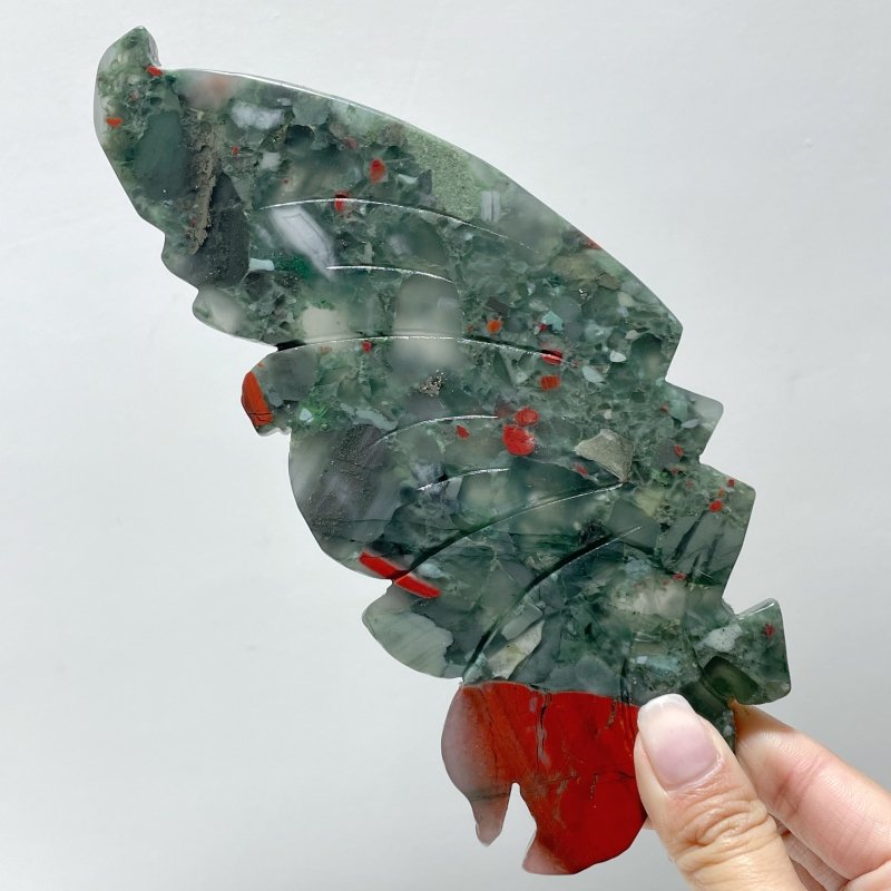 Beautiful Africa Blood Stone Butterfly Wing Carving With Stand - Wholesale Crystals