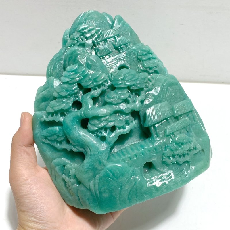 Beautiful Amazonite Landscape Pavilion Carving 1 - Wholesale Crystals