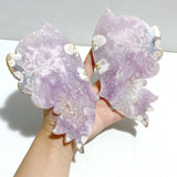 Beautiful Amethyst Mixed Geode Sakura Flower Agate Butterfly Wing With Stand - Wholesale Crystals