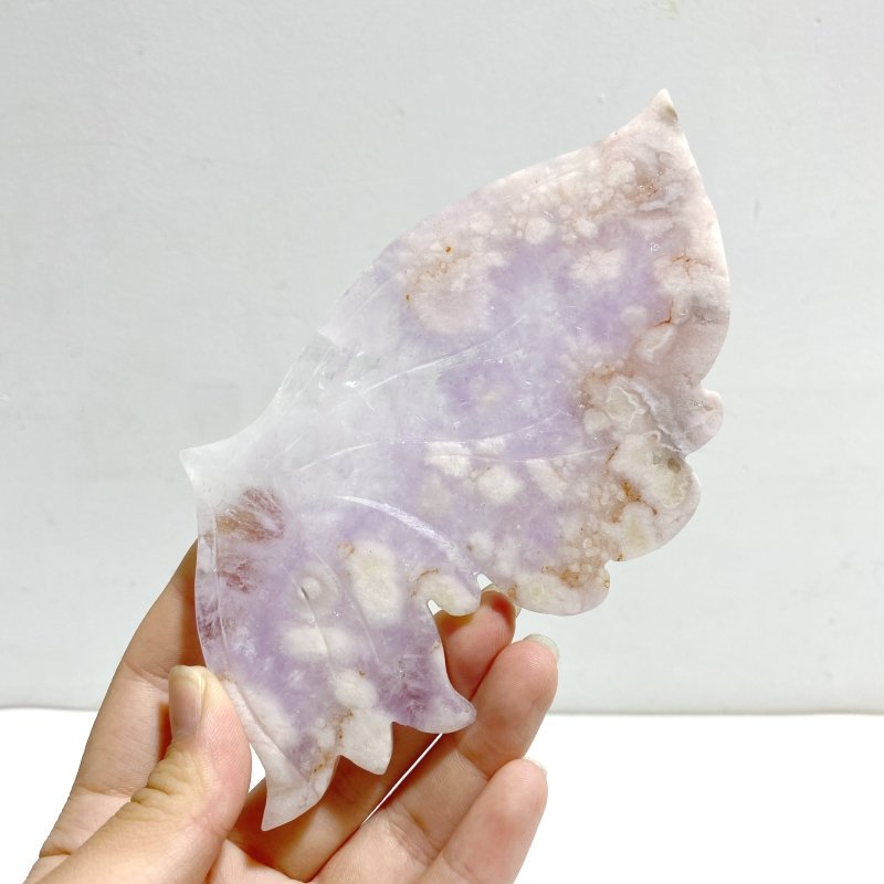 Beautiful Amethyst Mixed Sakura Flower Agate Butterfly Wing Carving With Stand - Wholesale Crystals