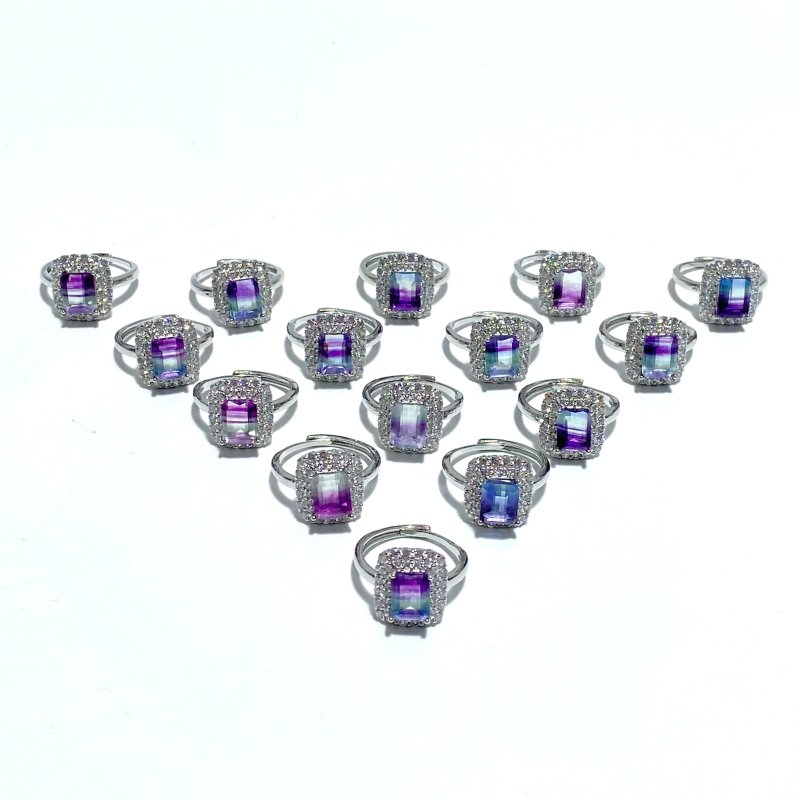 Beautiful Cut Faceted Fluorite Sugar Cube Ring Wholesale - Wholesale Crystals