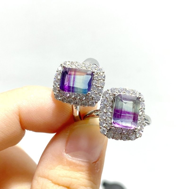 Beautiful Cut Faceted Fluorite Sugar Cube Ring Wholesale - Wholesale Crystals