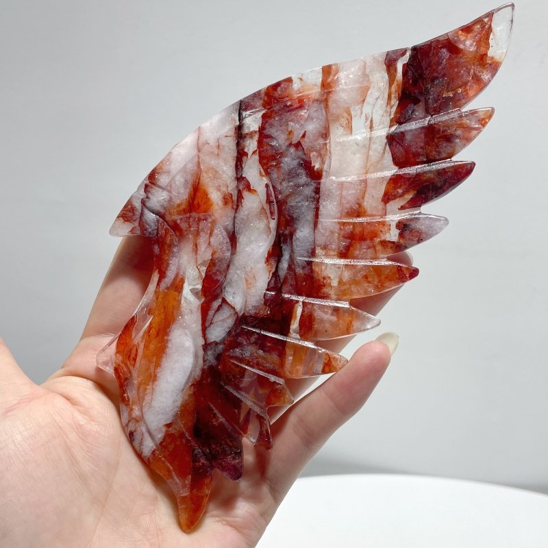 Beautiful Fire Quartz Demon And Angel Wing Carving With Stand - Wholesale Crystals