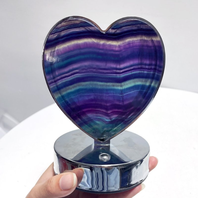 Beautiful Fluorite LED Table Lamp Flower Moon & Heart Shape - Wholesale Crystals