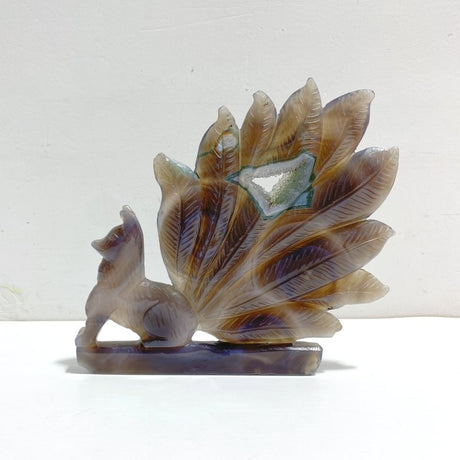 Beautiful Geode Druzy Agate Nine - tailed Fox Carving 1 - Wholesale Crystals