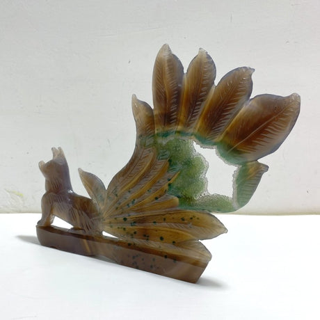 Beautiful Geode Druzy Agate Nine - tailed Fox Carving 9 - Wholesale Crystals