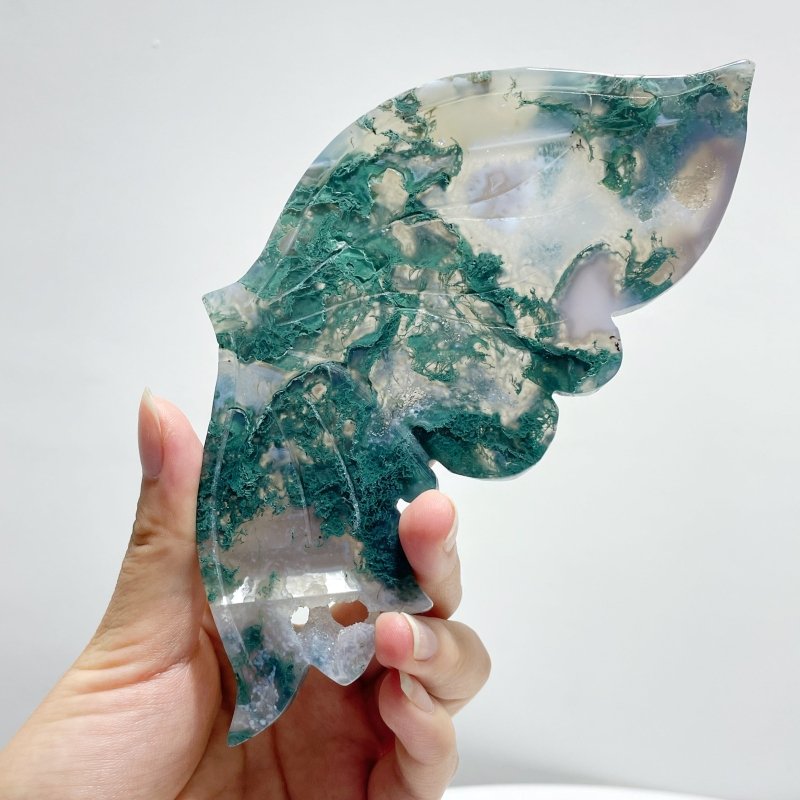 Beautiful Moss Agate Butterfly Wing With Stand - Wholesale Crystals