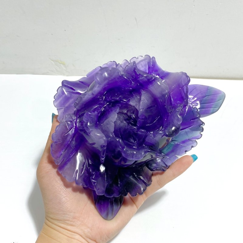 Beautiful Purple Fluorite Flower Carving 3 - Wholesale Crystals