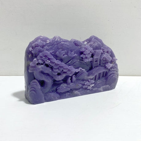 Beautiful Purple Jade Landscape Pavilion Carving 2 - Wholesale Crystals
