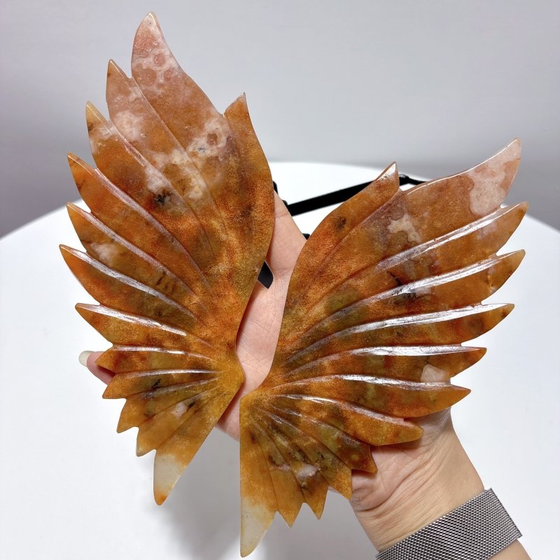 Beautiful Sakura Agate Angel Wing With Stand - Wholesale Crystals