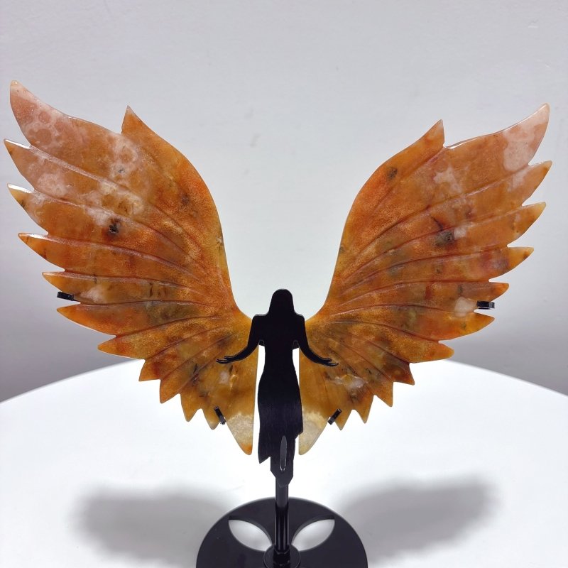 Beautiful Sakura Agate Angel Wing With Stand - Wholesale Crystals